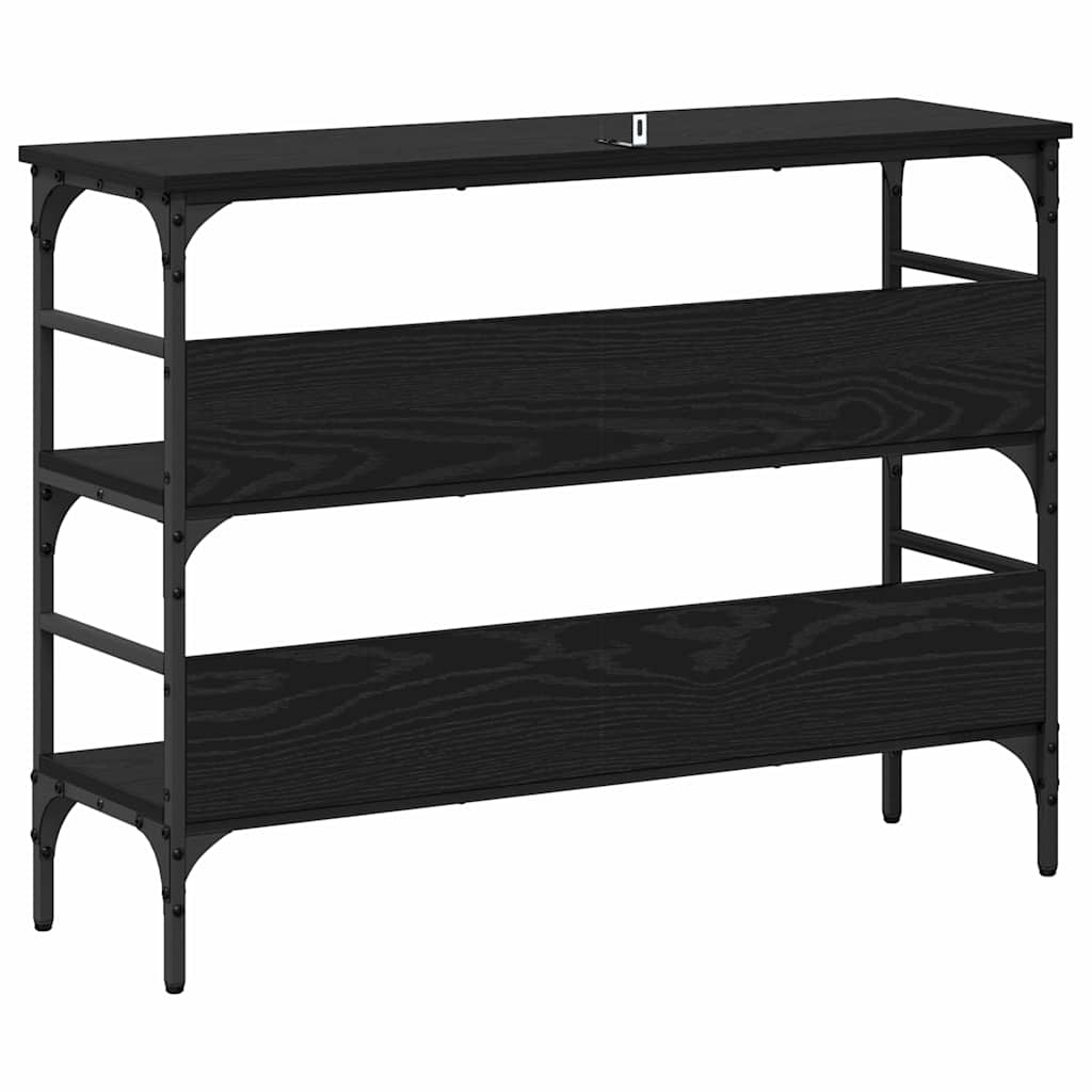 Konsolentisch mit Regal Schwarz Eichen-Optik 100 x 32 x 75 cm