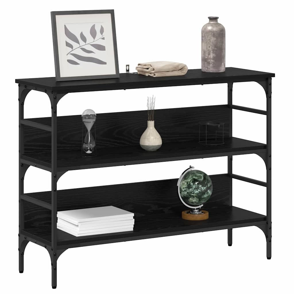 Konsolentisch mit Regal Schwarz Eichen-Optik 100 x 32 x 75 cm