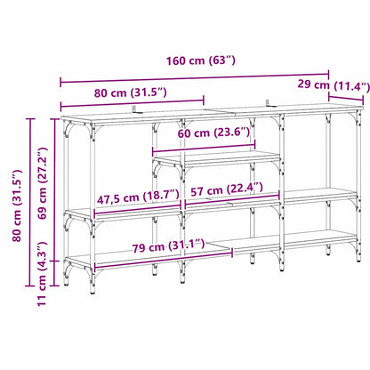 Konsolentisch mit Regal Altholz 160 x 29 x 80 cm Holzwerkstoff