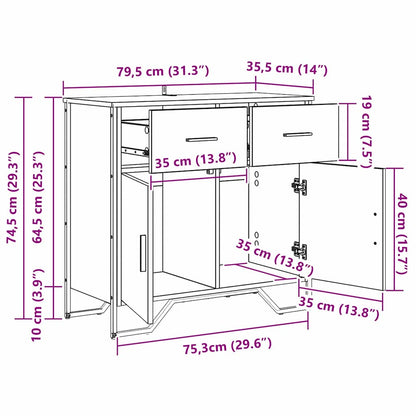 Sideboard Altholz 79.5 x 35.5 x 74.5 cm Holzwerkstoff