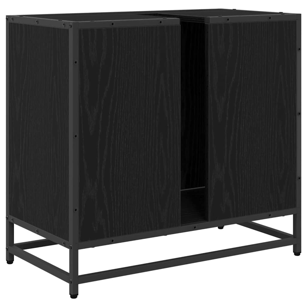 Waschbeckenschrank mit Tür Schwarz Eichen-Optik 65 x 33 x 60 cm