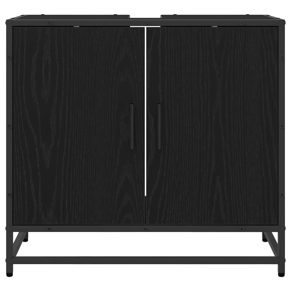 Waschbeckenschrank mit Tür Schwarz Eichen-Optik 65 x 33 x 60 cm