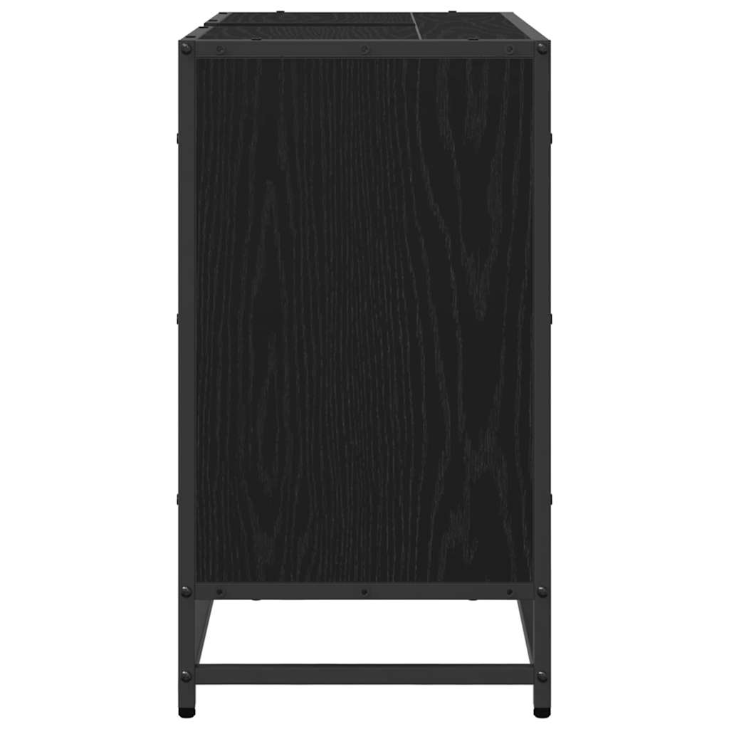 Waschbeckenschrank mit Tür Schwarz Eichen-Optik 65 x 33 x 60 cm