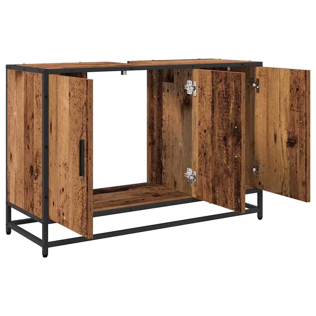 Badezimmerschrank mit Tür Altholz 90 x 33 x 60 cm Holzwerkstoff