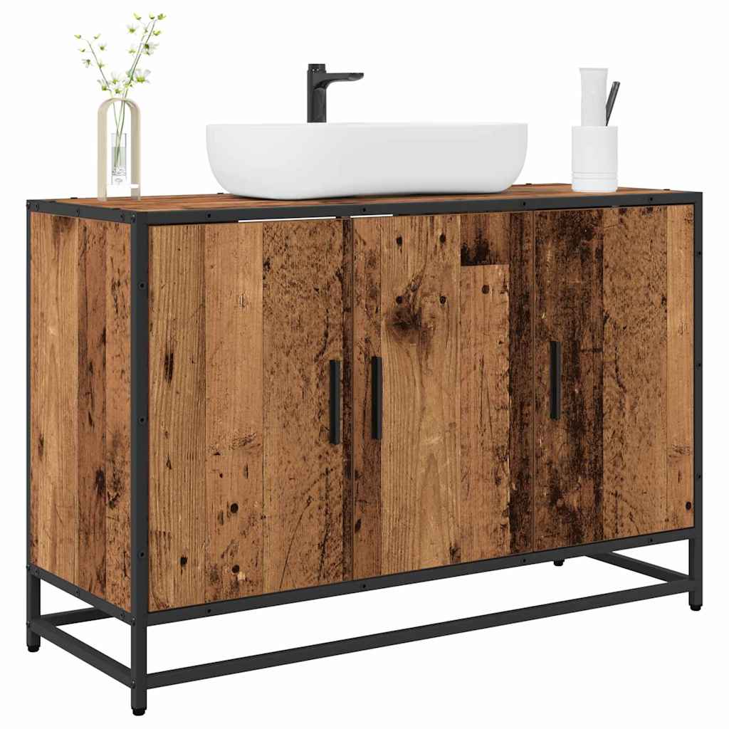 Badezimmerschrank mit Tür Altholz 90 x 33 x 60 cm Holzwerkstoff
