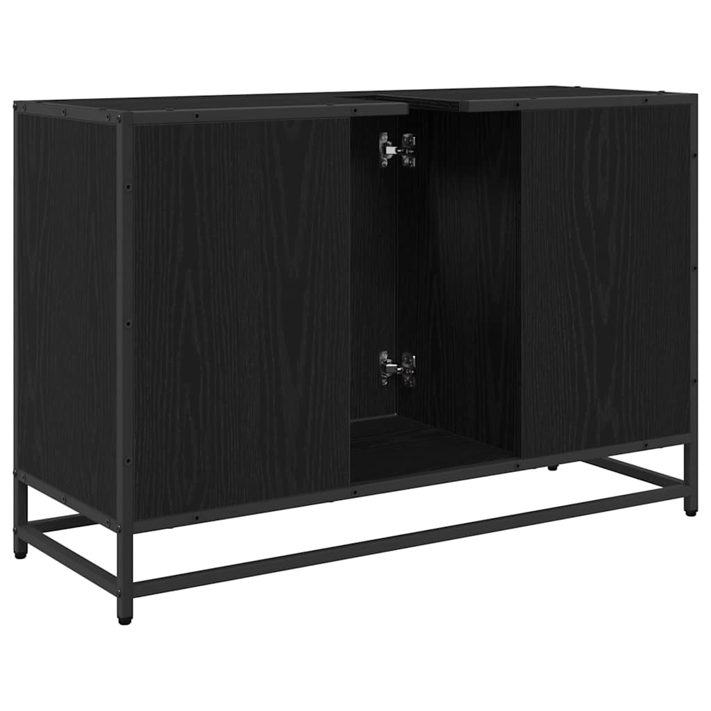 Badezimmerschrank mit Tür Schwarz Eichen-Optik 90 x 33 x 60 cm
