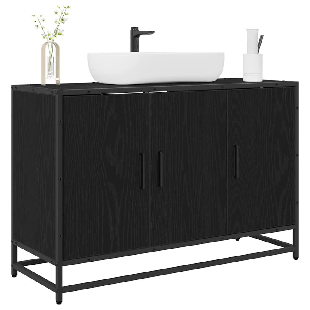 Badezimmerschrank mit Tür Schwarz Eichen-Optik 90 x 33 x 60 cm