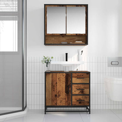 Badezimmerschrank mit Tür Altholz 65 x 33 x 60 cm Holzwerkstoff