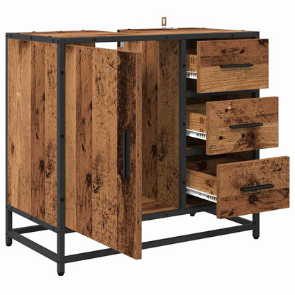 Badezimmerschrank mit Tür Altholz 65 x 33 x 60 cm Holzwerkstoff