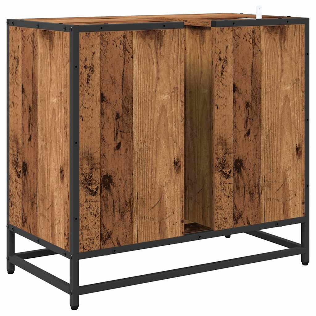 Badezimmerschrank mit Tür Altholz 65 x 33 x 60 cm Holzwerkstoff