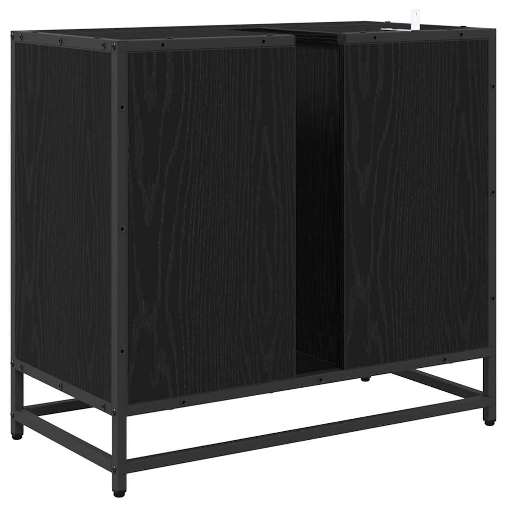 Badezimmerschrank mit Tür Schwarz Eichen-Optik 65 x 33 x 60 cm