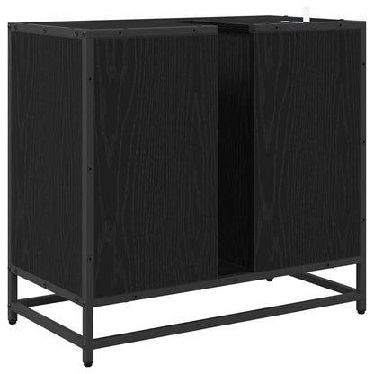 Badezimmerschrank mit Tür Schwarz Eichen-Optik 65 x 33 x 60 cm