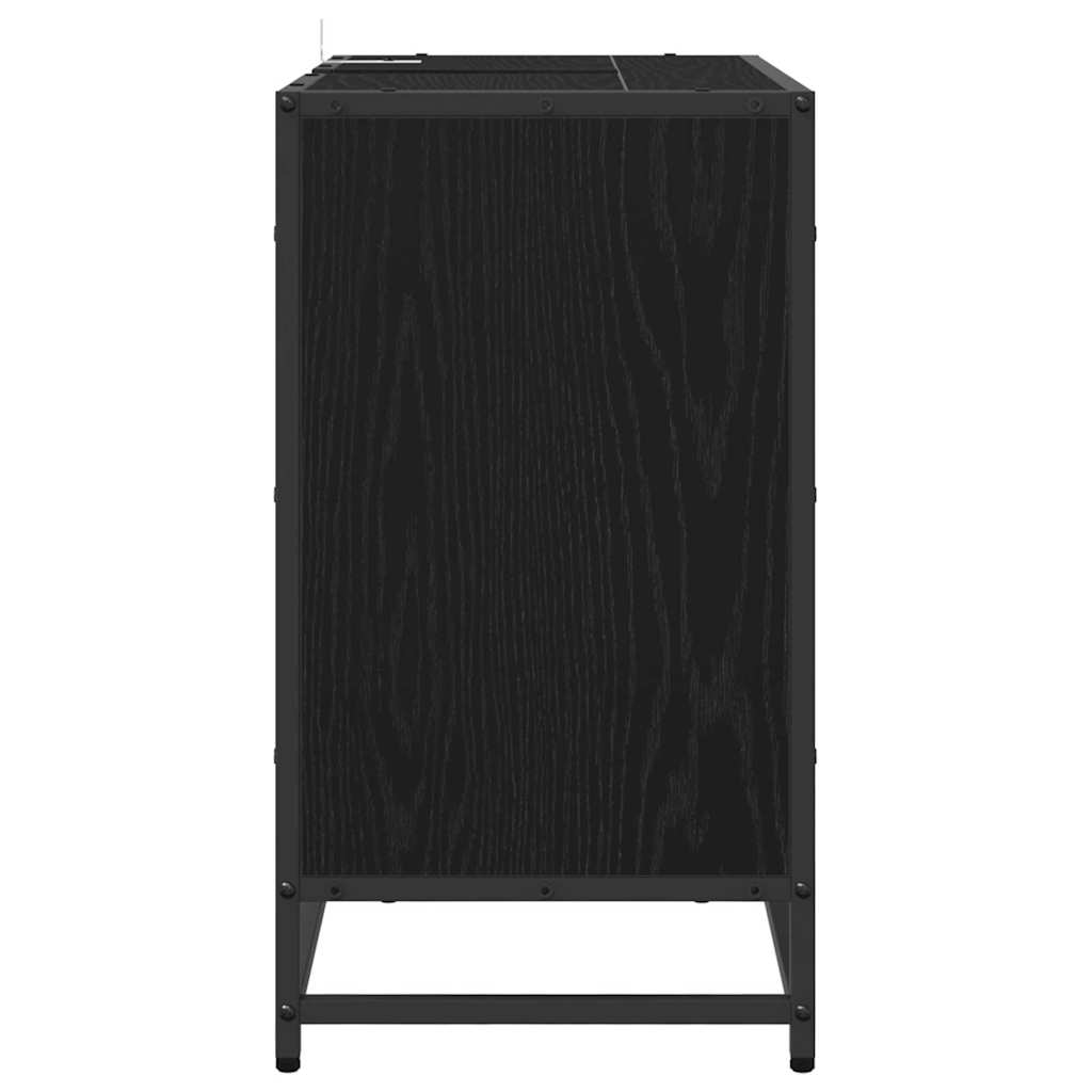 Badezimmerschrank mit Tür Schwarz Eichen-Optik 65 x 33 x 60 cm