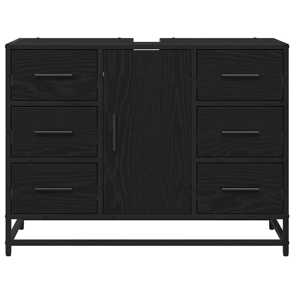Badezimmerschrank mit Tür Schwarz Eichen-Optik 80 x 33 x 60 cm
