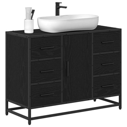 Badezimmerschrank mit Tür Schwarz Eichen-Optik 80 x 33 x 60 cm
