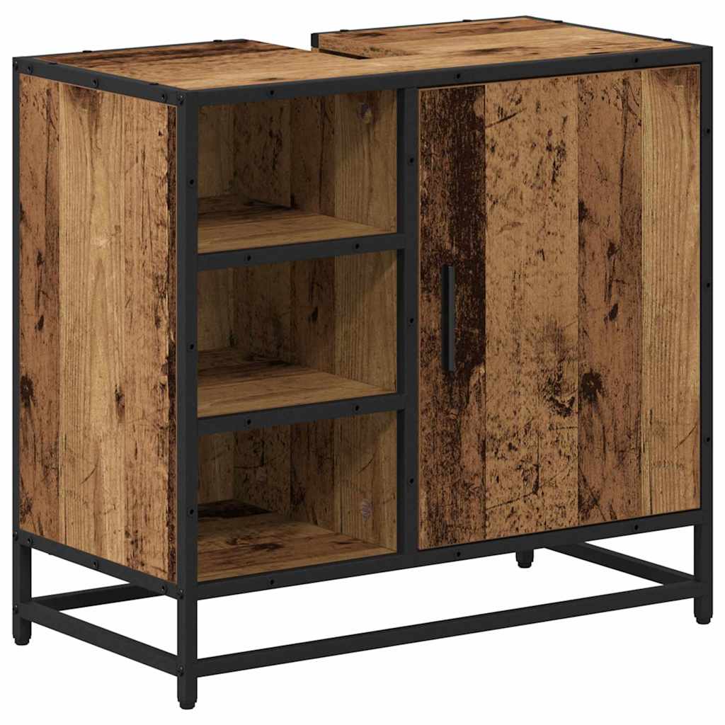 Badezimmerschrank mit Tür Altholz 65 x 33 x 60 cm Holzwerkstoff