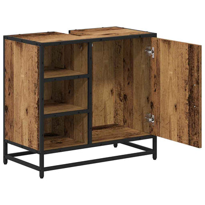Badezimmerschrank mit Tür Altholz 65 x 33 x 60 cm Holzwerkstoff
