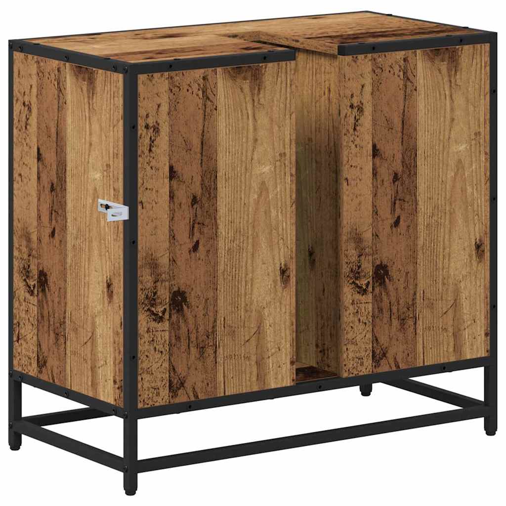 Badezimmerschrank mit Tür Altholz 65 x 33 x 60 cm Holzwerkstoff