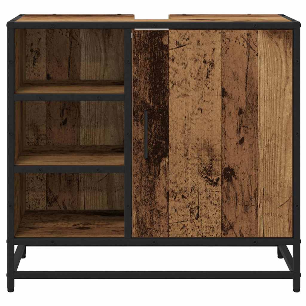 Badezimmerschrank mit Tür Altholz 65 x 33 x 60 cm Holzwerkstoff