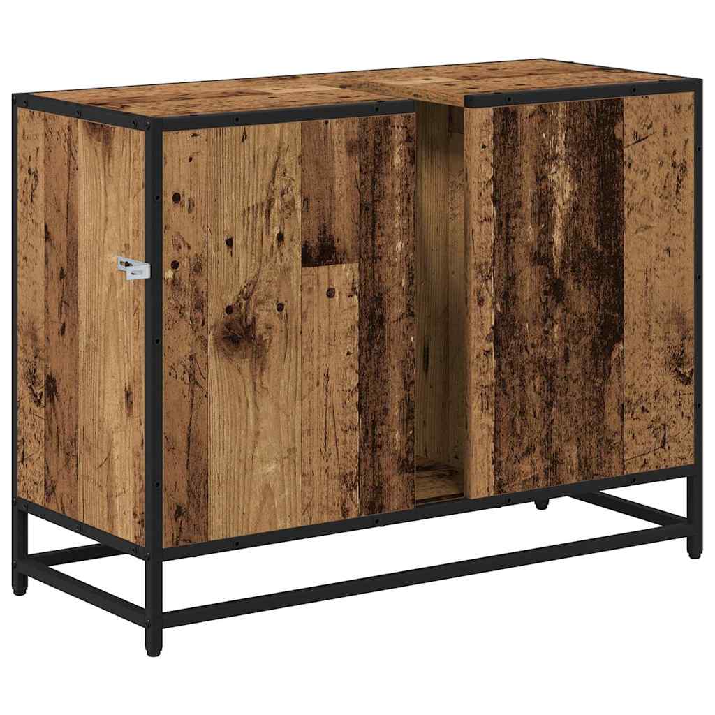 Badezimmerschrank mit Tür Altholz 80 x 33 x 60 cm Holzwerkstoff