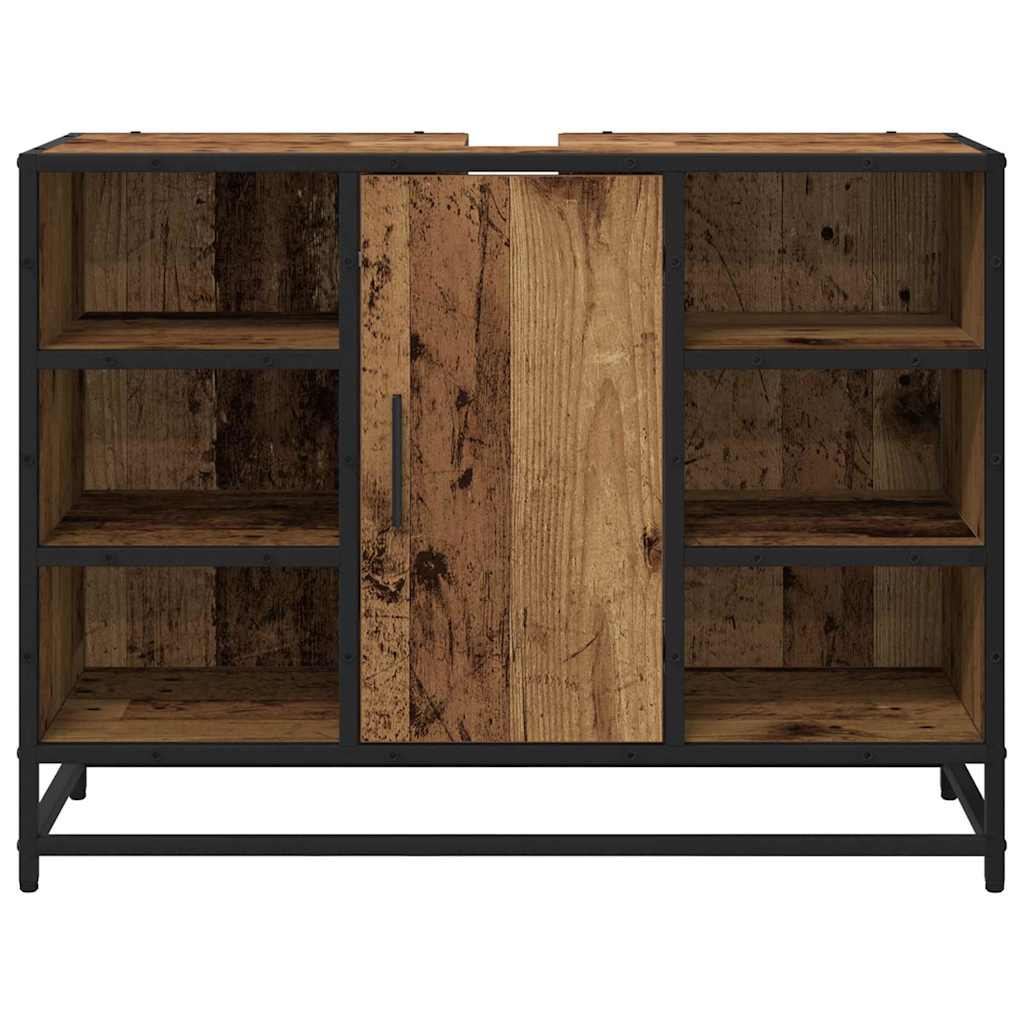 Badezimmerschrank mit Tür Altholz 80 x 33 x 60 cm Holzwerkstoff