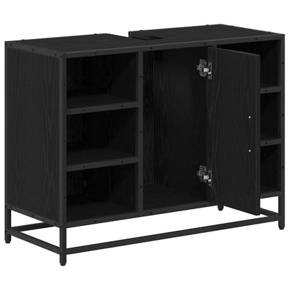 Badezimmerschrank mit Tür Schwarz Eichen-Optik 80 x 33 x 60 cm