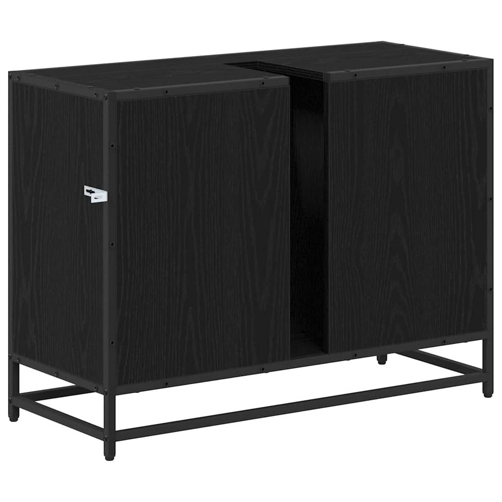 Badezimmerschrank mit Tür Schwarz Eichen-Optik 80 x 33 x 60 cm