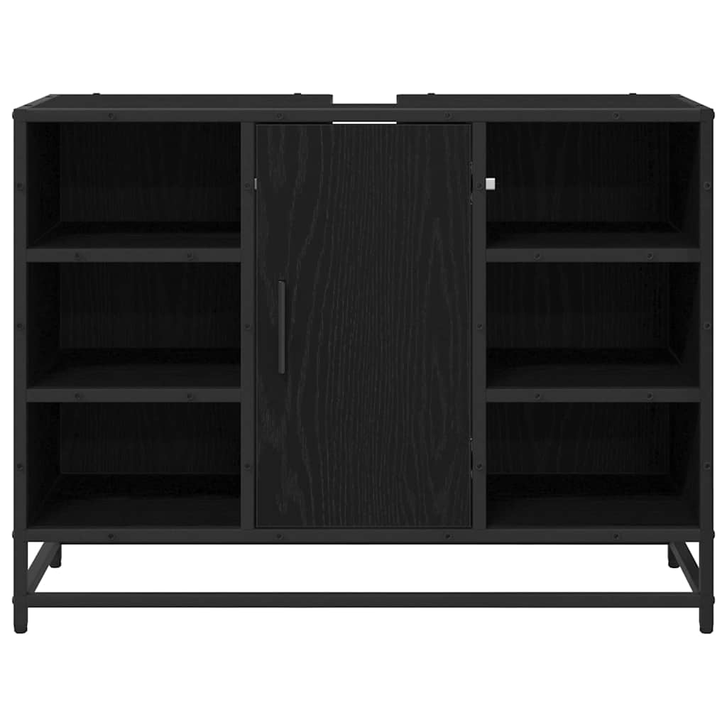 Badezimmerschrank mit Tür Schwarz Eichen-Optik 80 x 33 x 60 cm