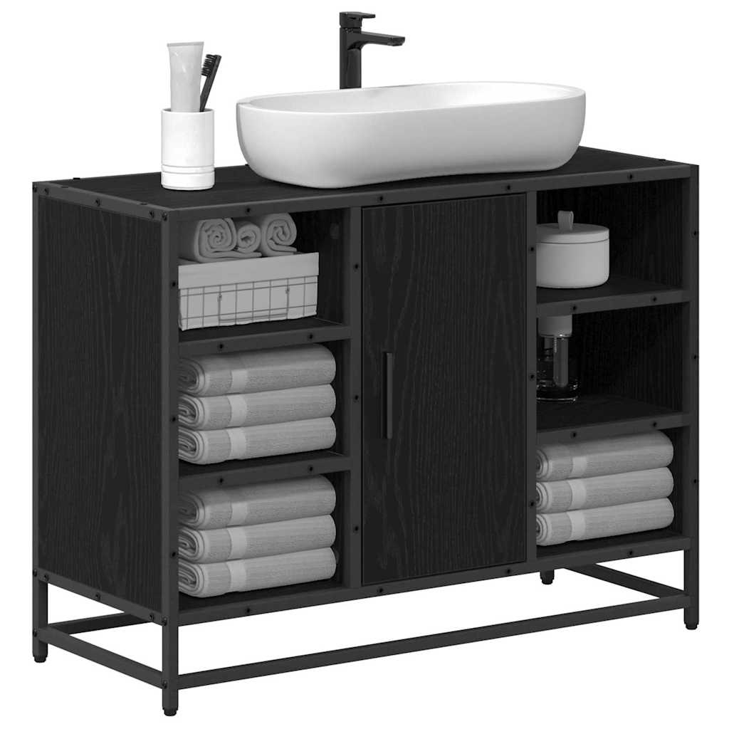 Badezimmerschrank mit Tür Schwarz Eichen-Optik 80 x 33 x 60 cm
