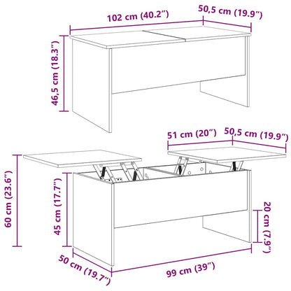 Couchtisch Schwarze Eiche 102 x 50.5 x 46.5 cm Holzwerkstoff