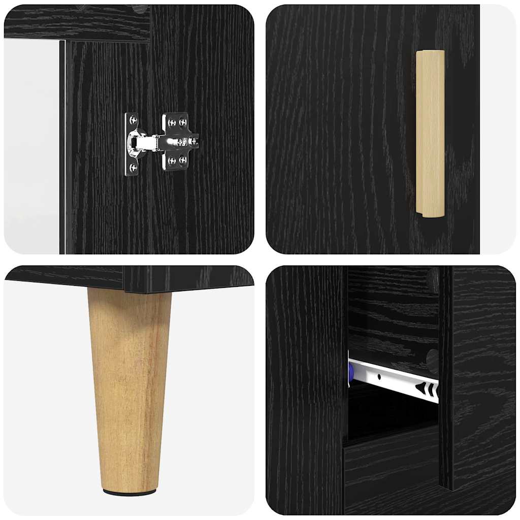 Sideboard Schwarz Eichen-Optik 69,5 x 34 x 90 cm Holzwerkstoff