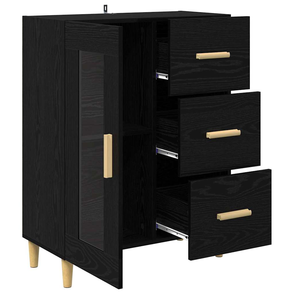 Sideboard Schwarz Eichen-Optik 69,5 x 34 x 90 cm Holzwerkstoff