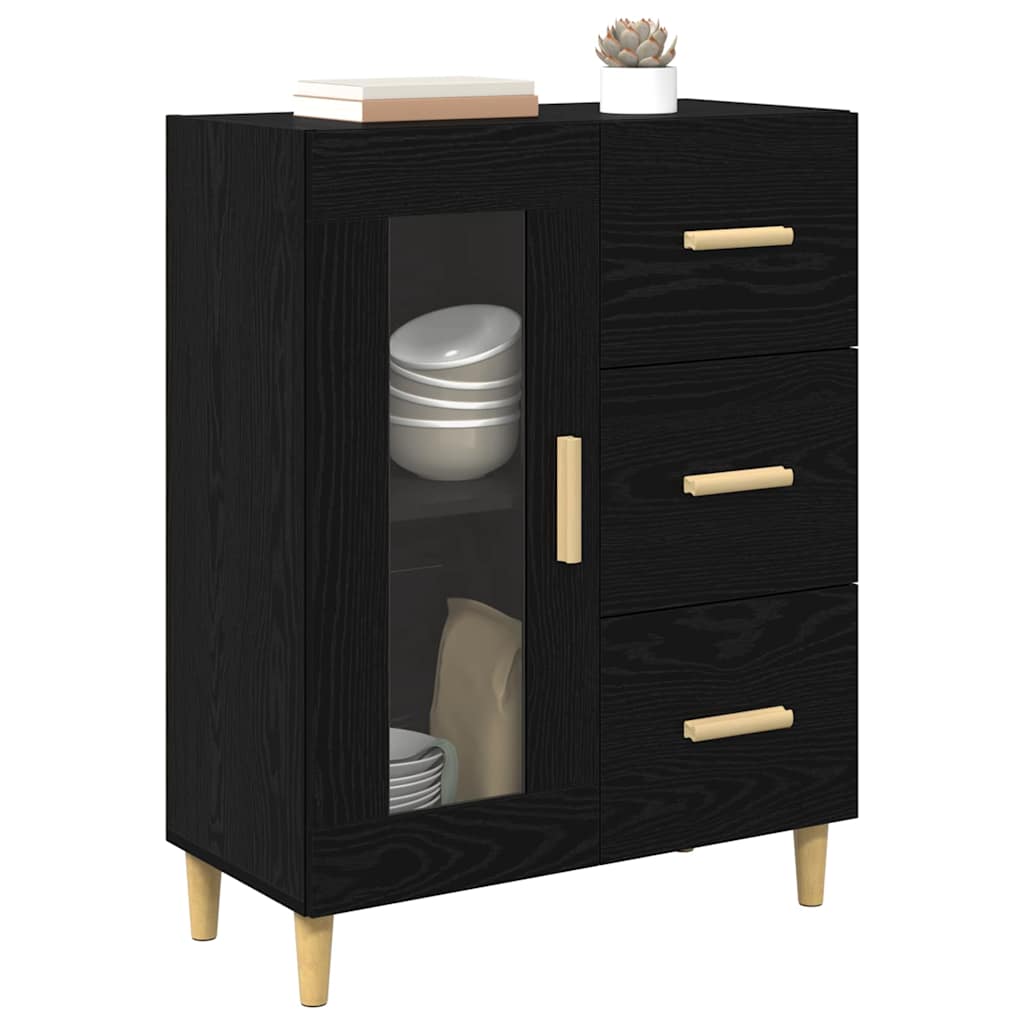 Sideboard Schwarz Eichen-Optik 69,5 x 34 x 90 cm Holzwerkstoff