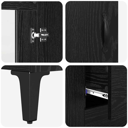 Sideboard mit Schubladen Schwarz Eichen-Optik 69,5 x 34 x 90 cm