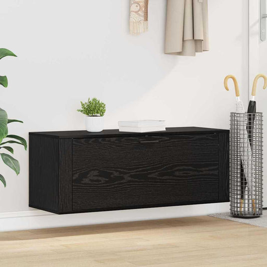 Schuhschrank mit Regal Schwarz Eichen-Optik 100 x 35 x 38 cm