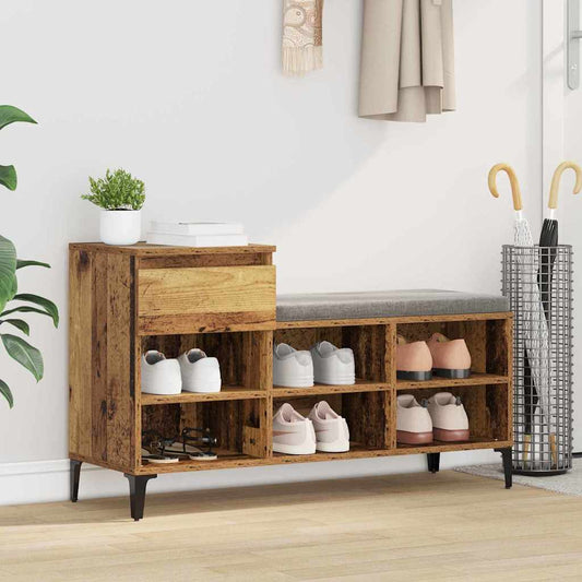 Schuhschrank mit Regal Altholz 102 x 36 x 60 cm Holzwerkstoff