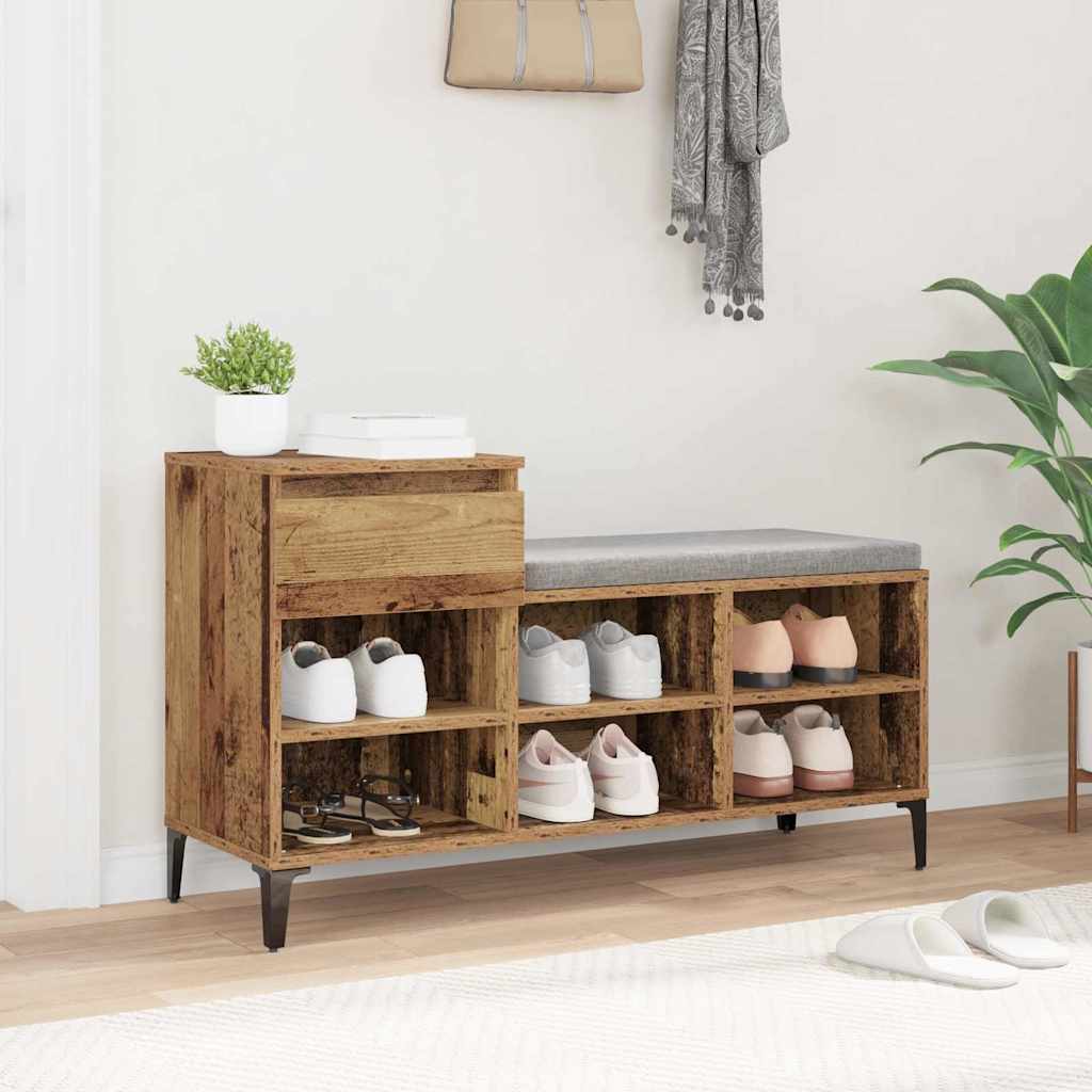 Schuhschrank mit Regal Altholz 102 x 36 x 60 cm Holzwerkstoff
