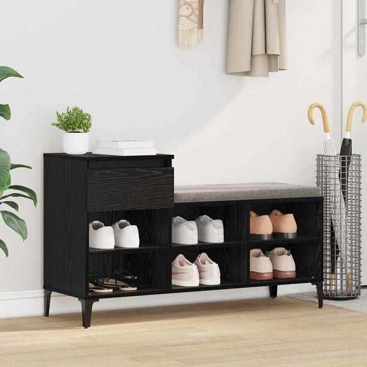 Schuhschrank mit Regal Schwarz Eichen-Optik 102 x 36 x 60 cm