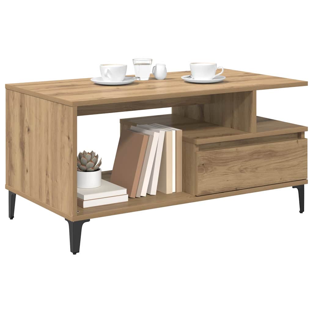 Couchtisch Eiche handwerklich 90 x 49 x 45 cm Holzwerkstoff