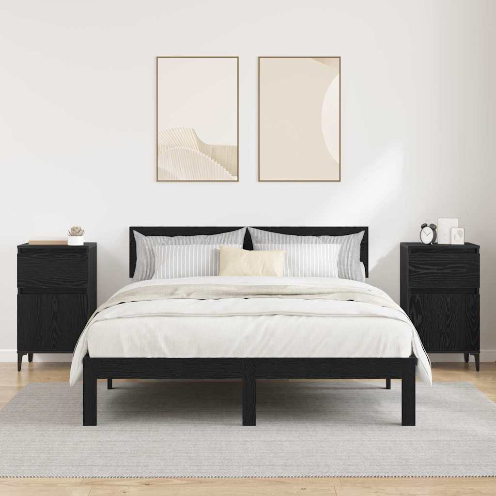 Nachttisch 2 pcs Schwarz Eichen-Optik 40 x 35 x 70 cm