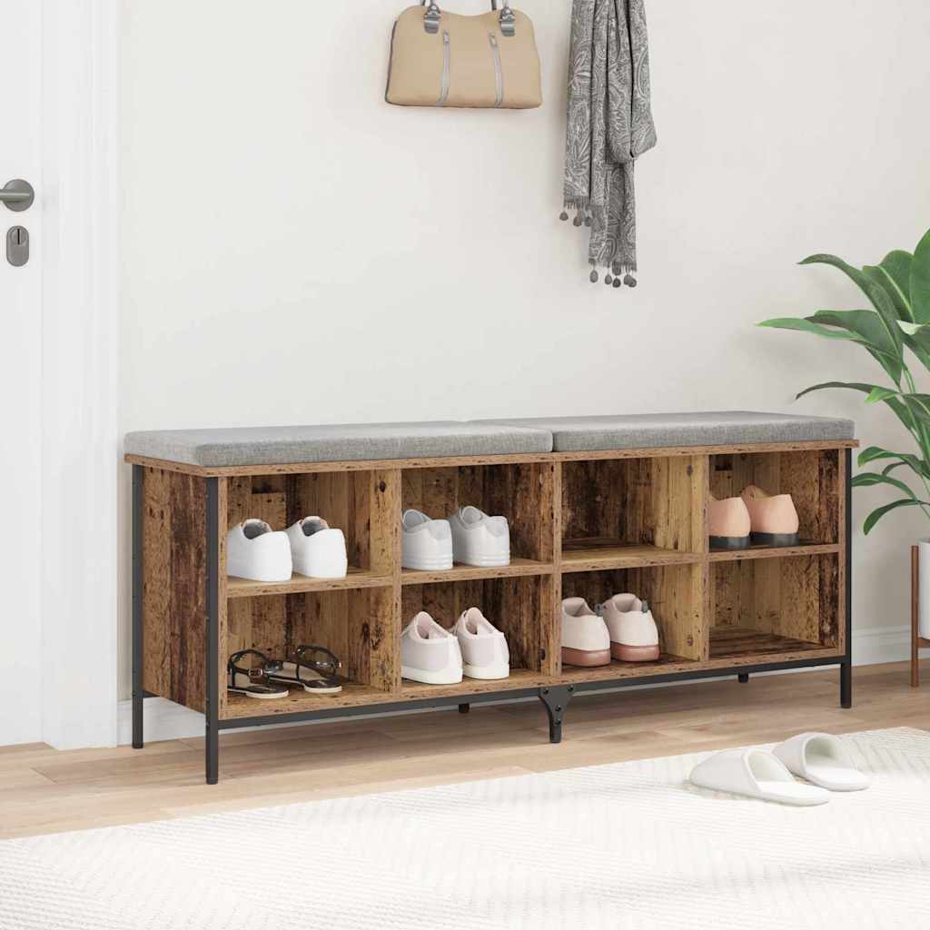 Schuhschrank Altholz 131 x 35 x 50 cm Verbundholz und Eisen