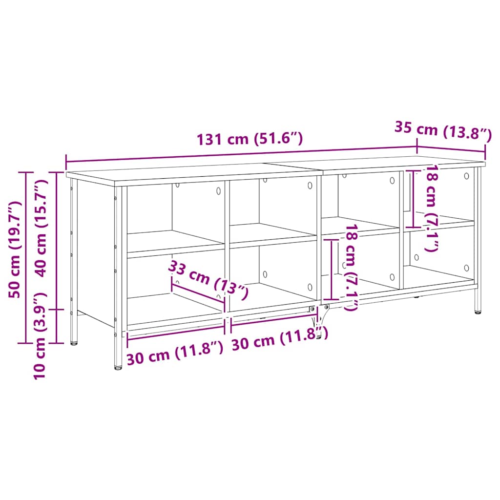 Schuhschrank mit Regal Schwarz Eichen-Optik 131 x 35 x 50 cm