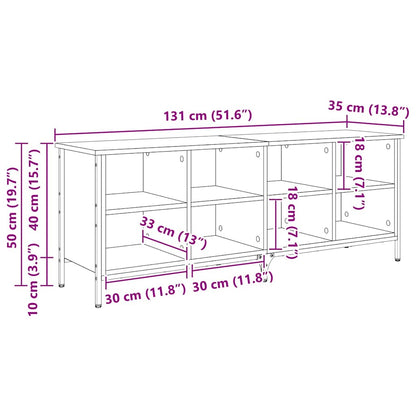Schuhschrank mit Regal Schwarz Eichen-Optik 131 x 35 x 50 cm