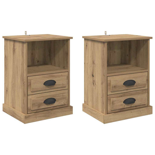 Nachttisch 2 pcs Eiche handwerklich 43 x 36 x 60 cm