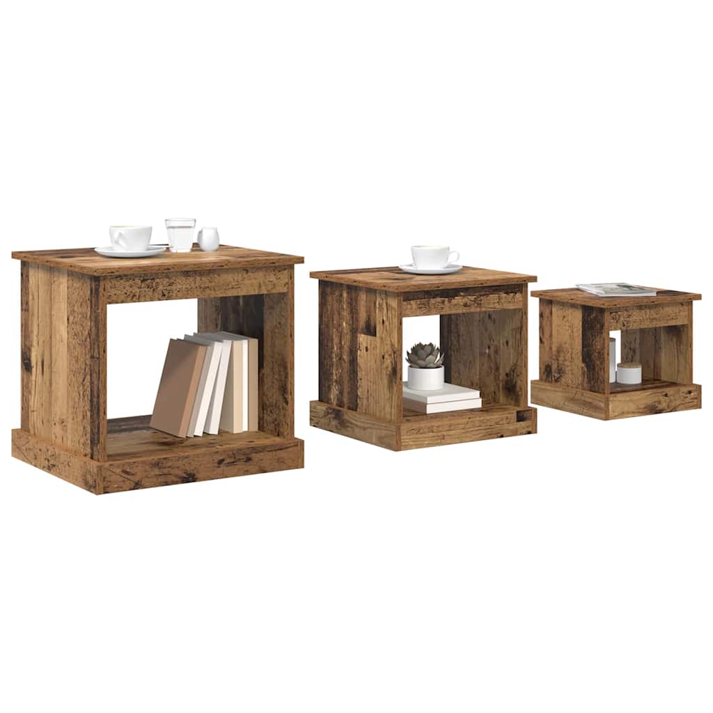 Couchtisch 3 pcs Altholz Holzwerkstoff