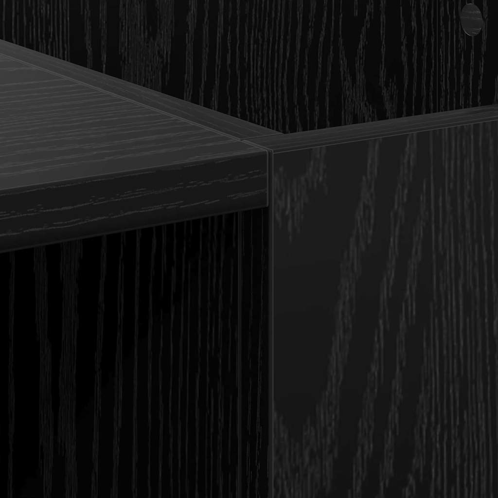 Schallplattenschrank Schwarz Eichen-Optik 121 x 38 x 48 cm