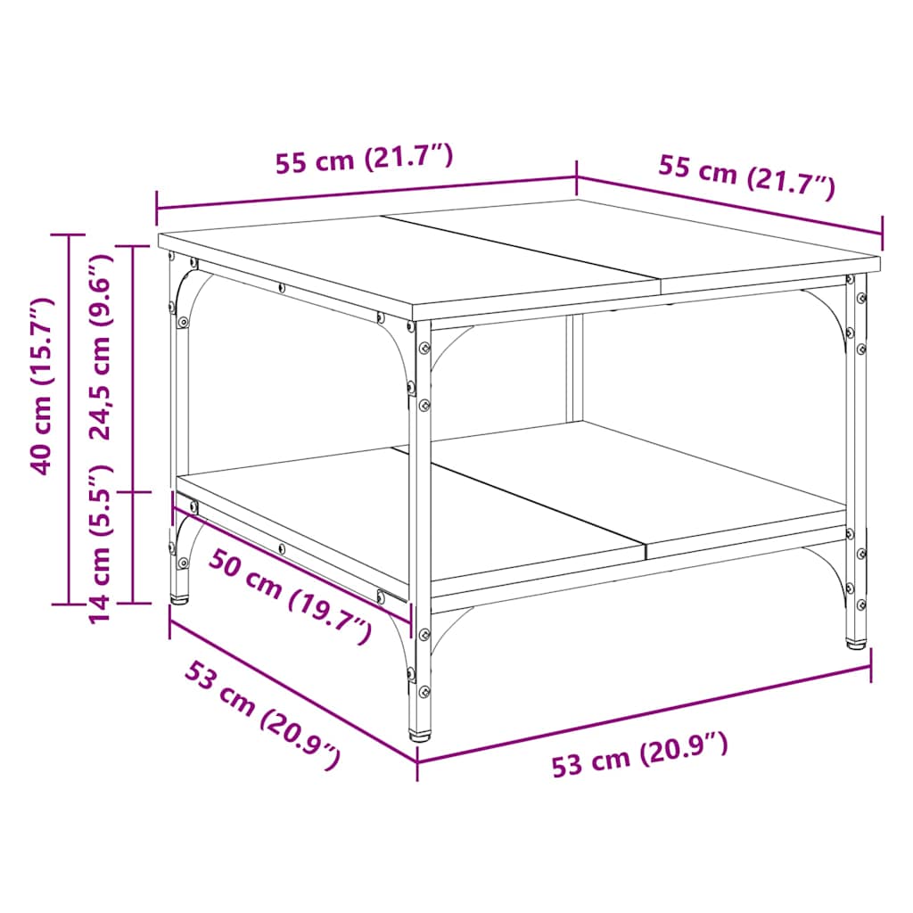 Couchtisch Artisan-Eiche 55 x 55 x 40 cm Holzwerkstoff
