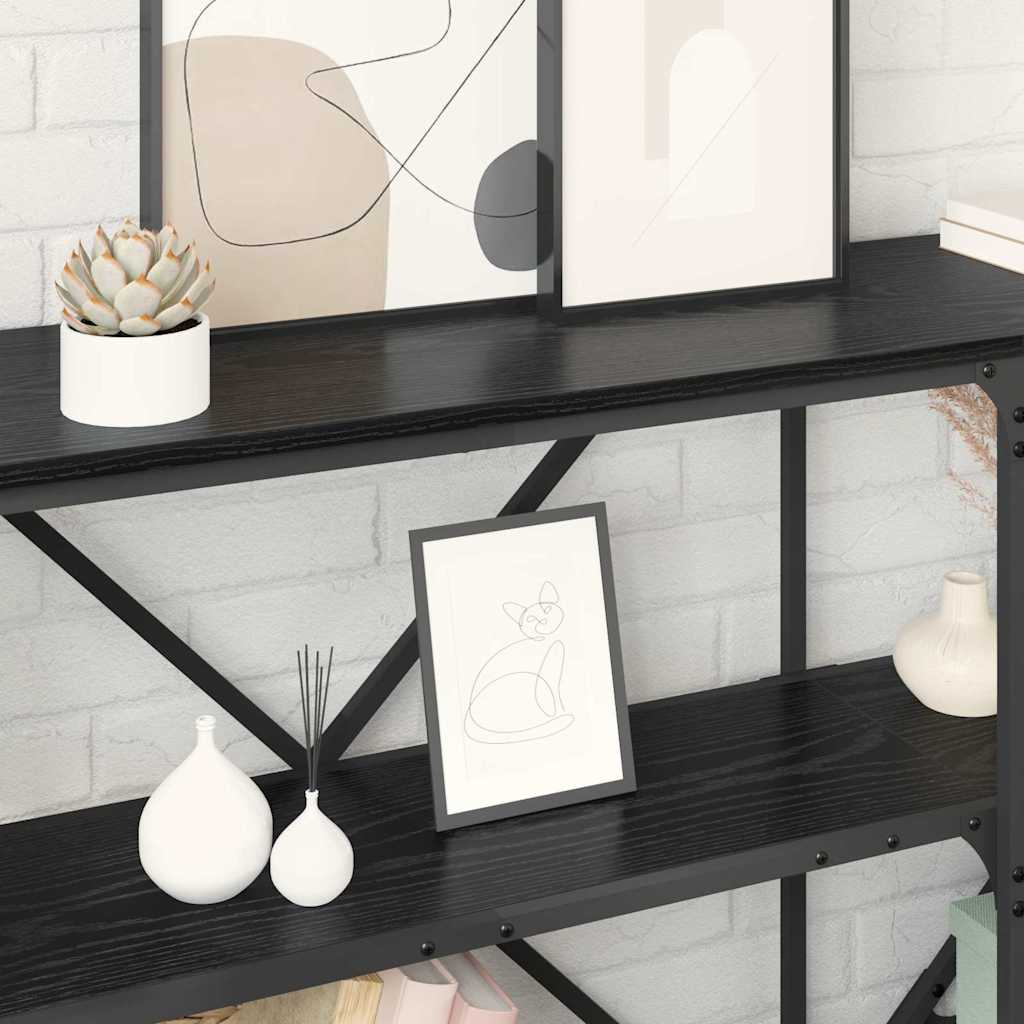 Konsolentisch mit Regal Schwarz Eichen-Optik 160 x 30 x 75 cm