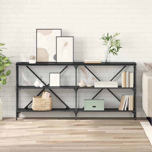 Konsolentisch mit Regal Schwarz Eichen-Optik 160 x 30 x 75 cm