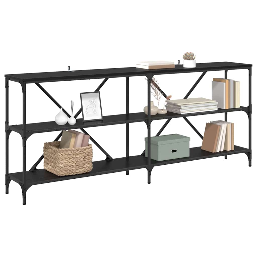 Konsolentisch mit Regal Schwarz Eichen-Optik 180 x 30 x 75 cm